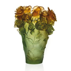 Vase vert & orange rose passionÃ©dition numÃ©rotÃ©e - Daum