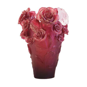 Vase rouge & fleur blanche rose passionédition limitée de 375 exemplaires - Daum