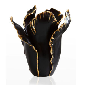 Tulipe vase grand modÃ¨le noir et or - Daum